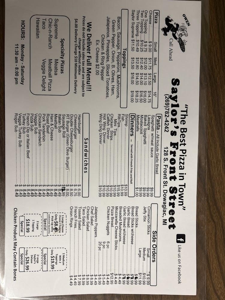 Saylor's Front Street Pizzeria 1 Large 1 Topping Pizza PICKUP ONLY